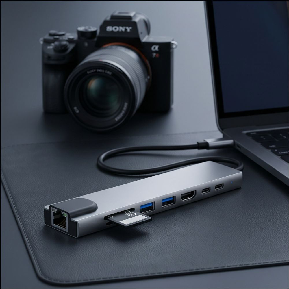 Tech-Protect HB09, stabilny internet Gigabit Ethernet RJ45, praktyczny, szary