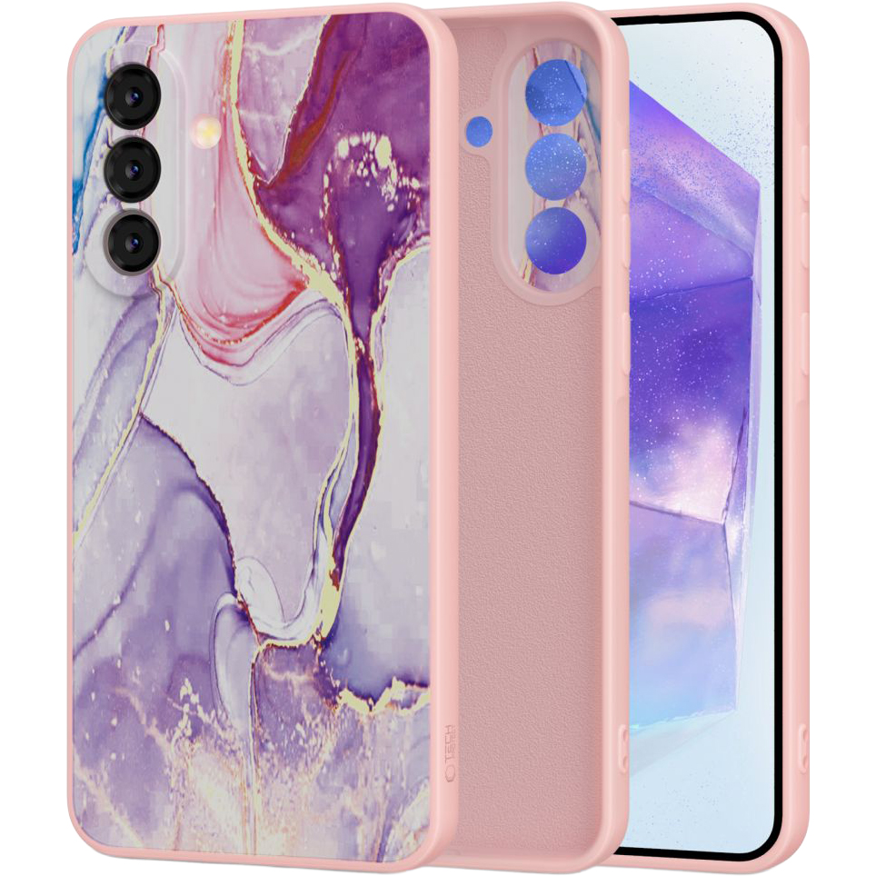 Etui Tech-Protect Icon do Samsung Galaxy A57 5G, różowe z marmurowym wzorem. Wysokiej jakości silikonowe etui, które łączy w sobie styl i funkcjonalność.