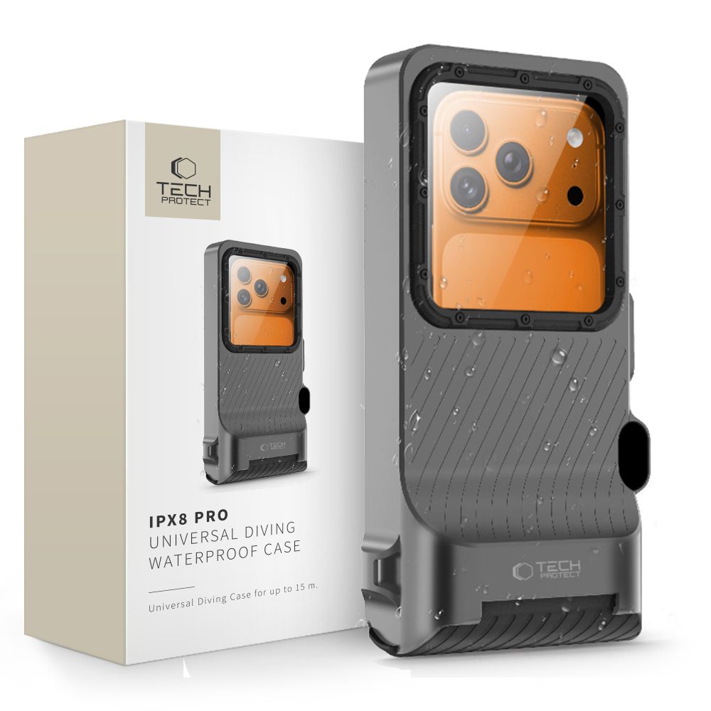 Etui wodoodporne Tech-Protect IPX8 Pro Universal Diving Waterproof Case do telefonu, czarno-szare