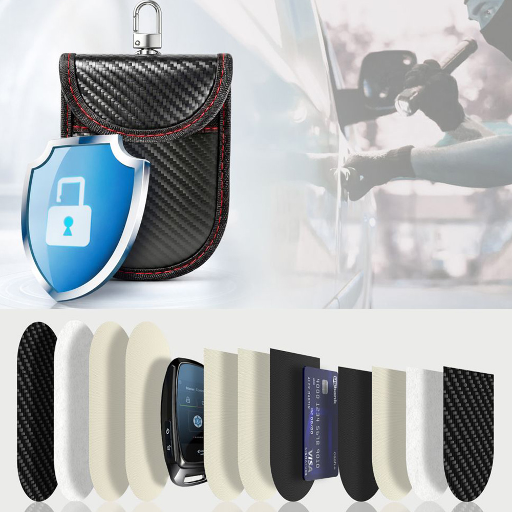 Etui Klatka Faradaya Tech-Protect KLR100 Pouch Keyless RFID Signal Blocker Case, karbonowe czarno-czerwone
