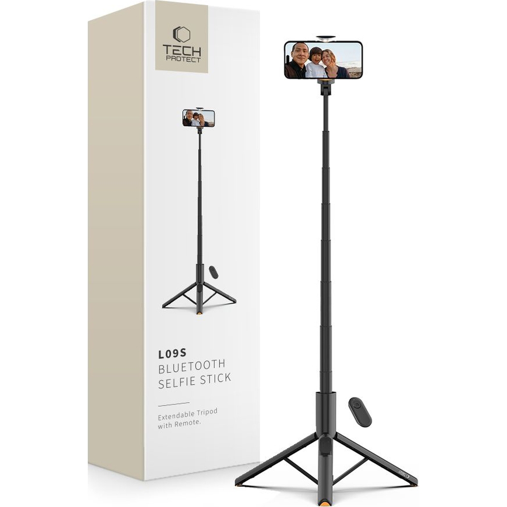 Tech-Protect Tech-Protect L09S Wireless Selfie Stick Tripod Bluetooth, mocny statyw, wygodny wysięgnik, lekki, czarny