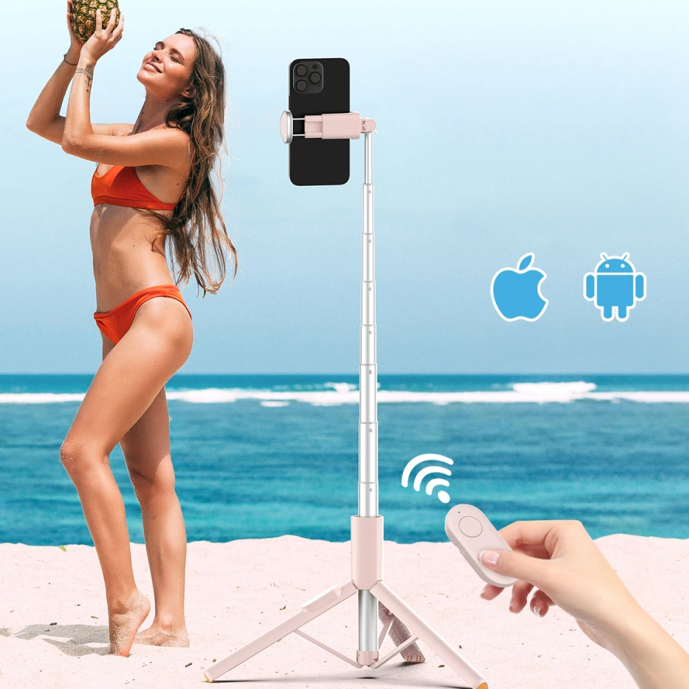 Tech-Protect Tech-Protect L09S Wireless Selfie Stick Tripod Bluetooth, kompaktowy rozmiar, uniwersalny uchwyt, praktyczny, różowy 