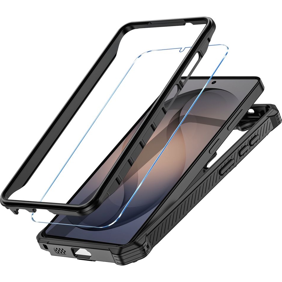 Etui pancerne ze wbudowaną podstawką i osłoną na ekran, Tech-Protect Kevlar MagSafe+ do Samsung Galaxy S26 Ultra, czarne.