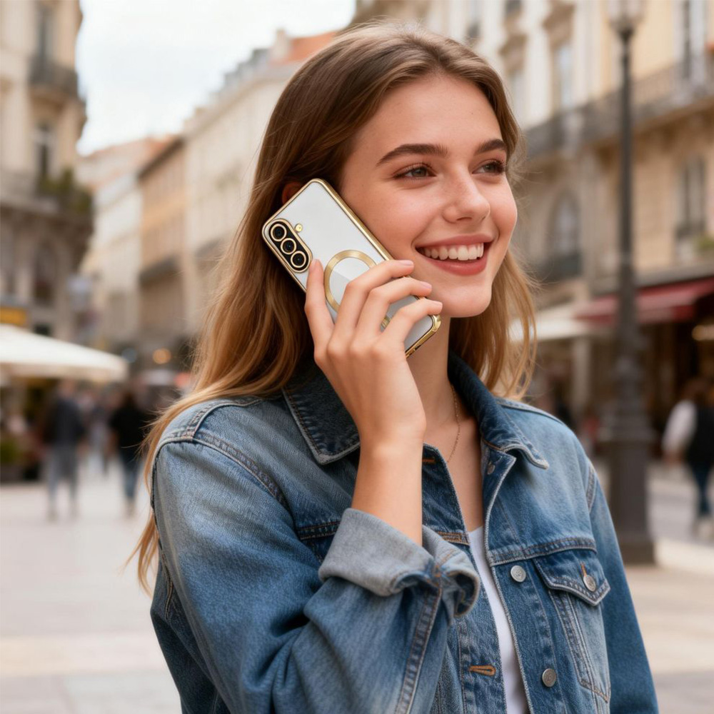 Etui z osłoną aparatu Tech-Protect MagFlex do Galaxy A27 5G do MagSafe, przezroczysto-złote