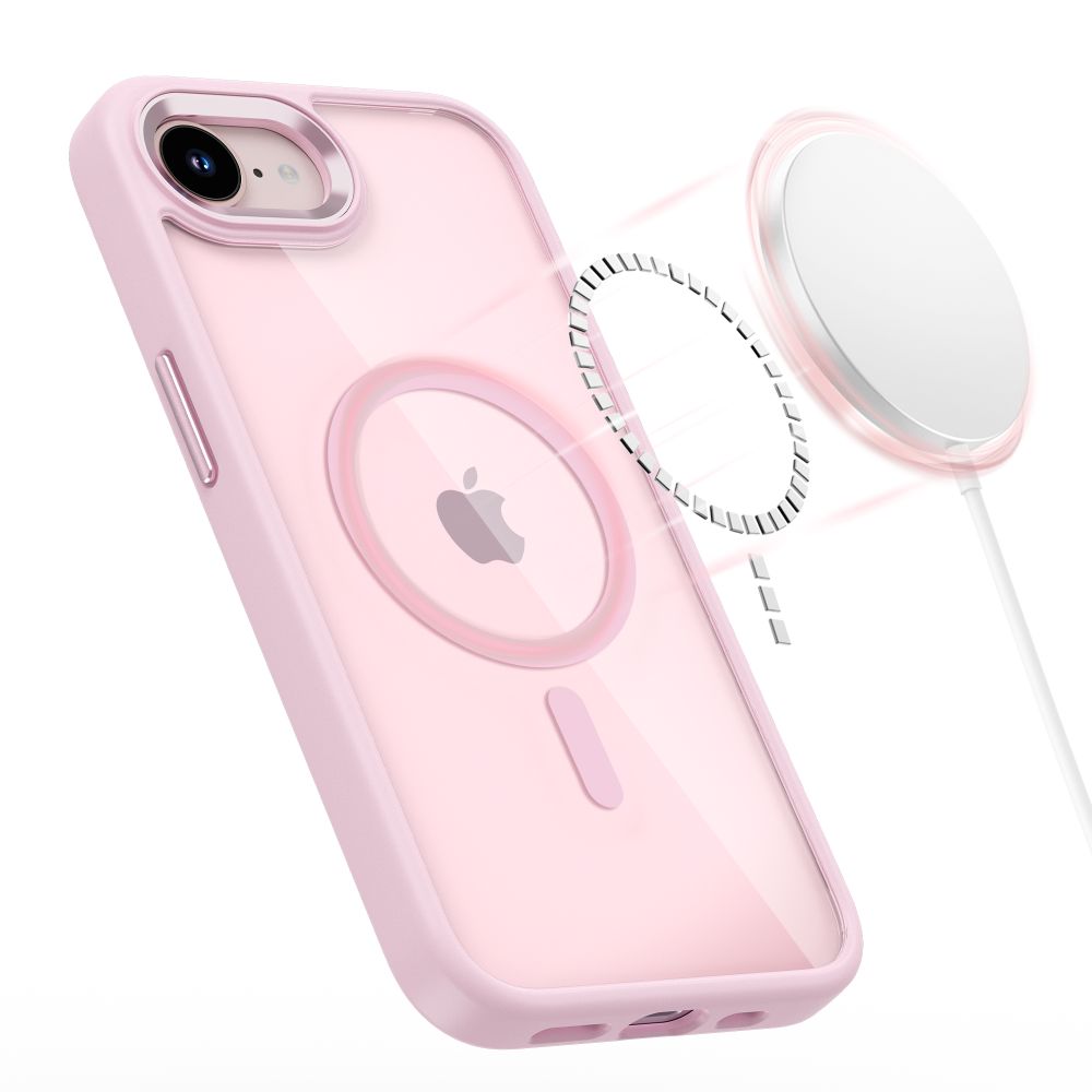 Etui Tech-Protect Magmat do Apple iPhone 16e, kompatybilne z MagSafe przezroczysto-różowe