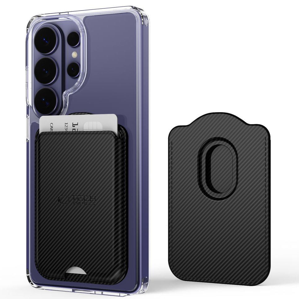 Magnetyczne etui na karty Tech-Protect CH02 MagWallet Carbon. Elegancki gadżet zapewniający porządek i łatwy dostęp do kart, kolor carbon