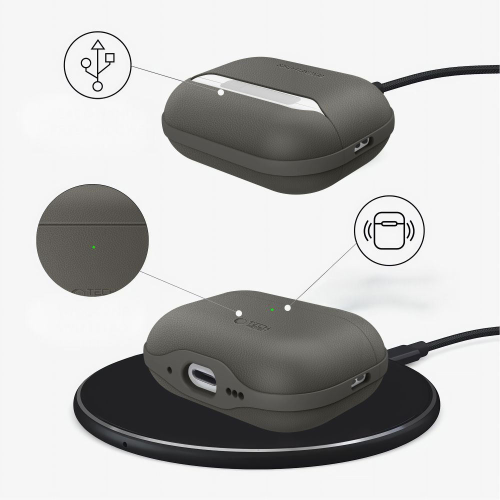 Etui Tech-Protect NaturalFit do AirPods Pro 3, ciemnoszare