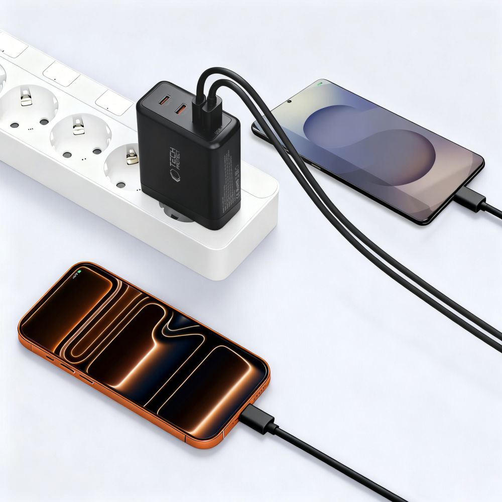Tech-Protect NC120W-GAN, technologia Power Delivery, szybkie ładowanie laptopa, uniwersalna, czarna