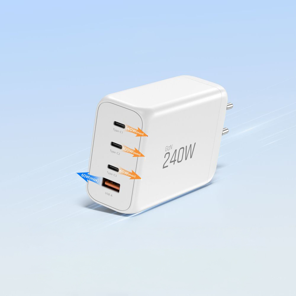 Tech-Protect NC240W, kompaktowa ładowarka podróżna wieloportowa, wygodna, biała