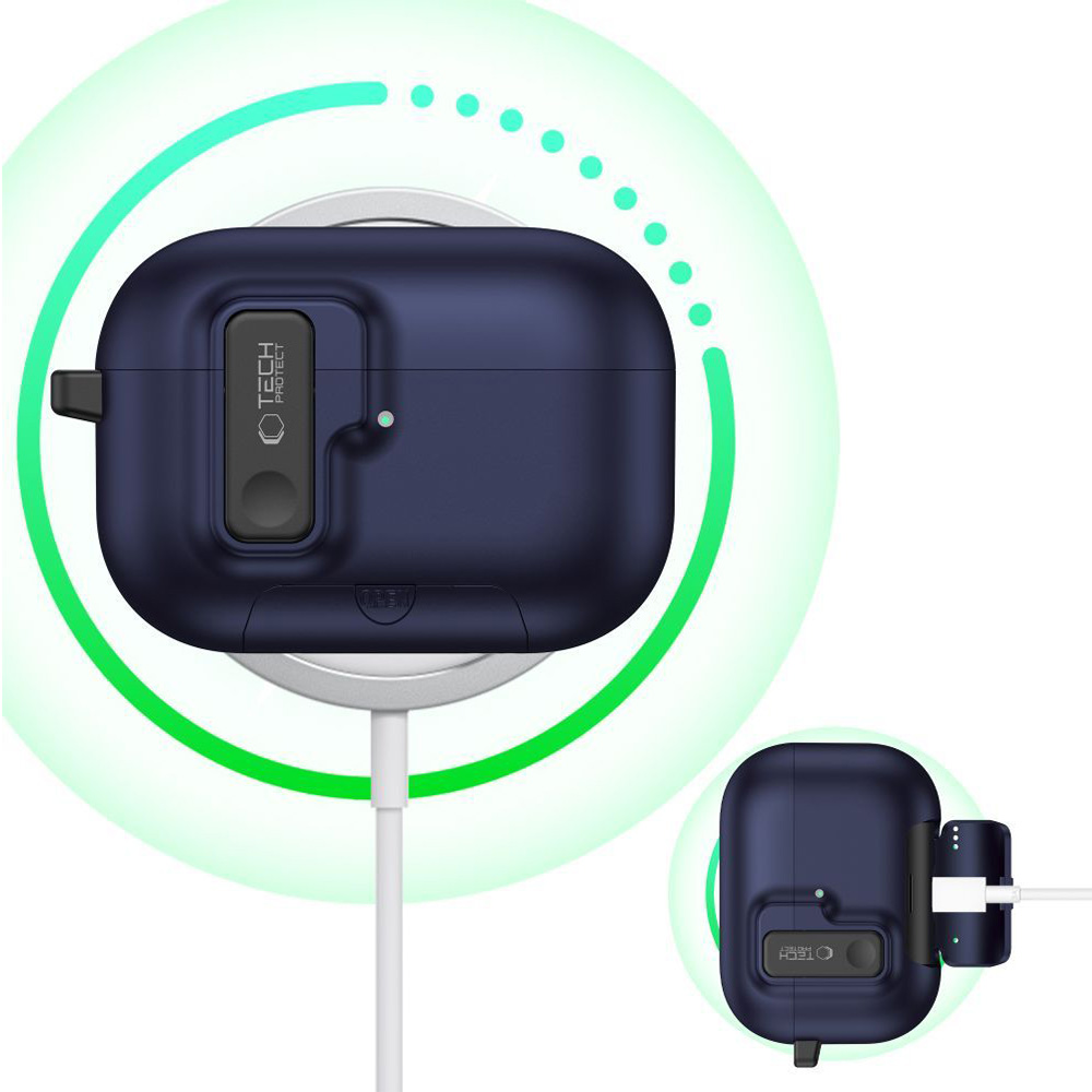 Etui Tech-Protect Slim Hook do Apple AirPods Pro 3, granatowe