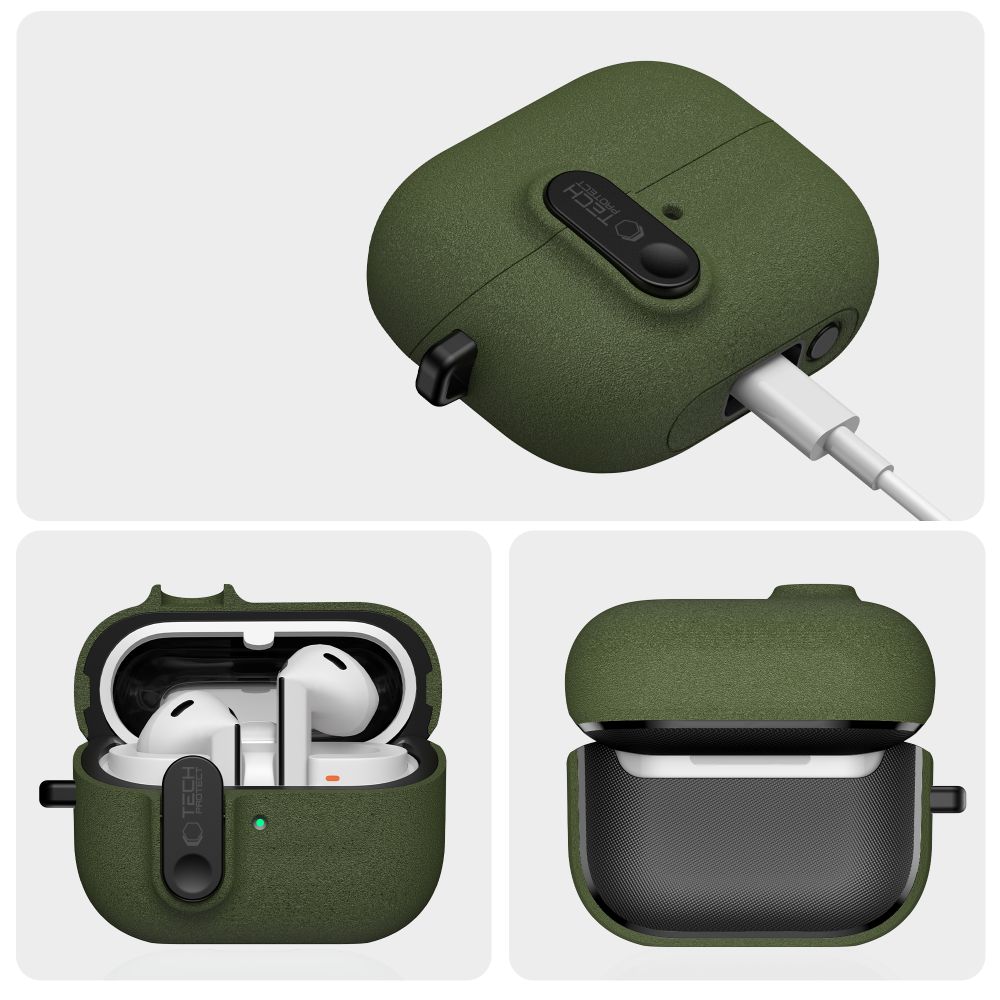 Etui Tech-Protect Slim Hook do Galaxy Buds 3 / 3 FE / 3 Pro, zielone.