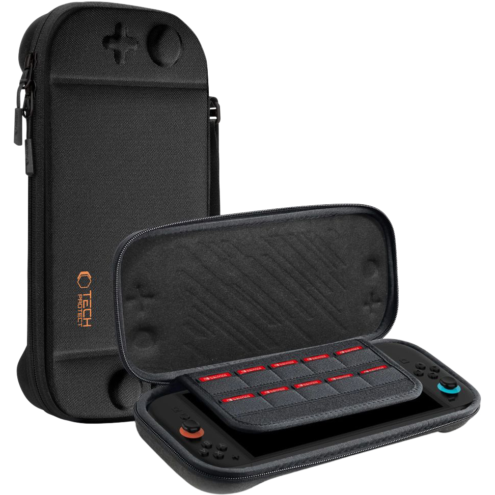 Tech-Protect Slim Pouch, ochronne etui z miejscem na gry, gamingowe akcesorium, czarne
