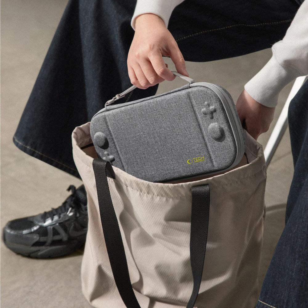 Tech-Protect Slim Pouch, lekkie i smukłe etui do konsoli, ultrakompaktowe, szare