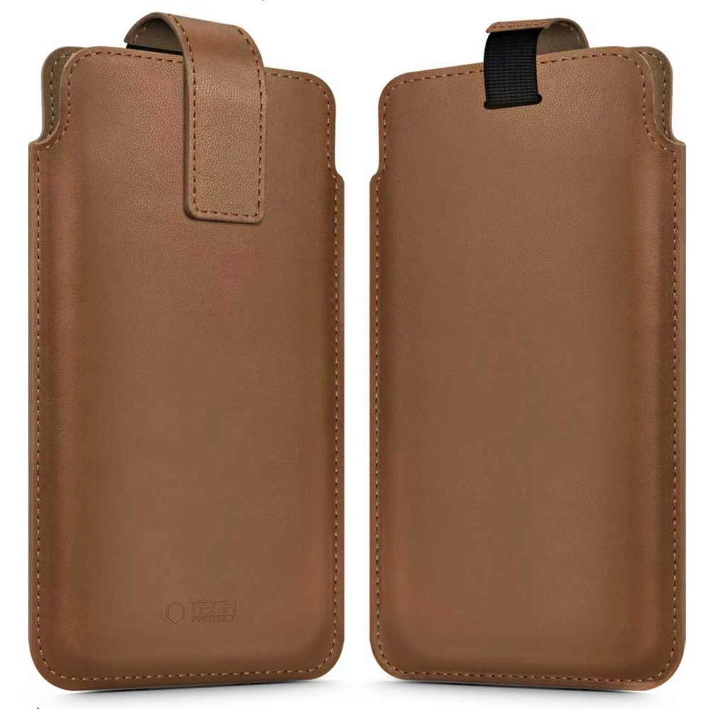 Tech-Protect SM65 Universal Phone Pouch, ochronny pokrowiec na telefon, funkcjonalny wygodny stylowy, brązowy