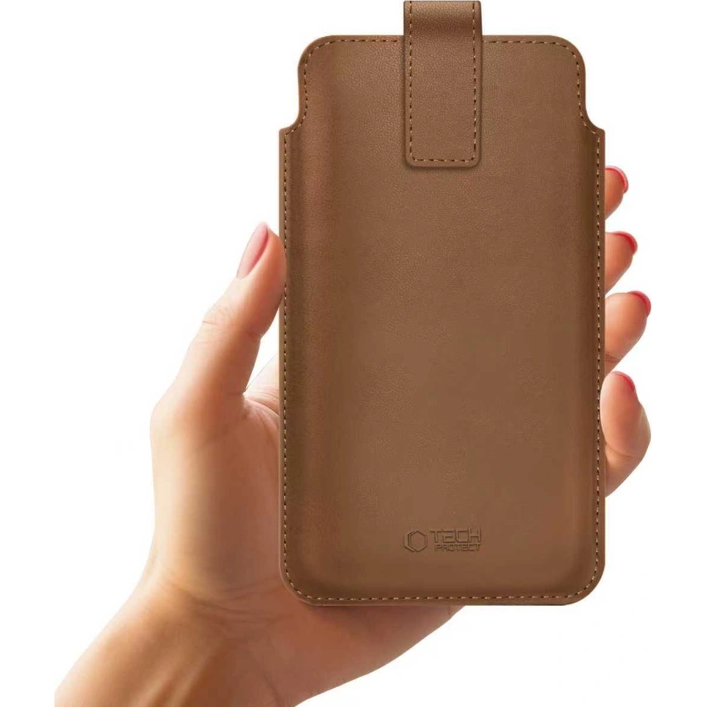 Tech-Protect SM65 Universal Phone Pouch, lekka budowa smukły profil wygodne przechowywanie, brązowy