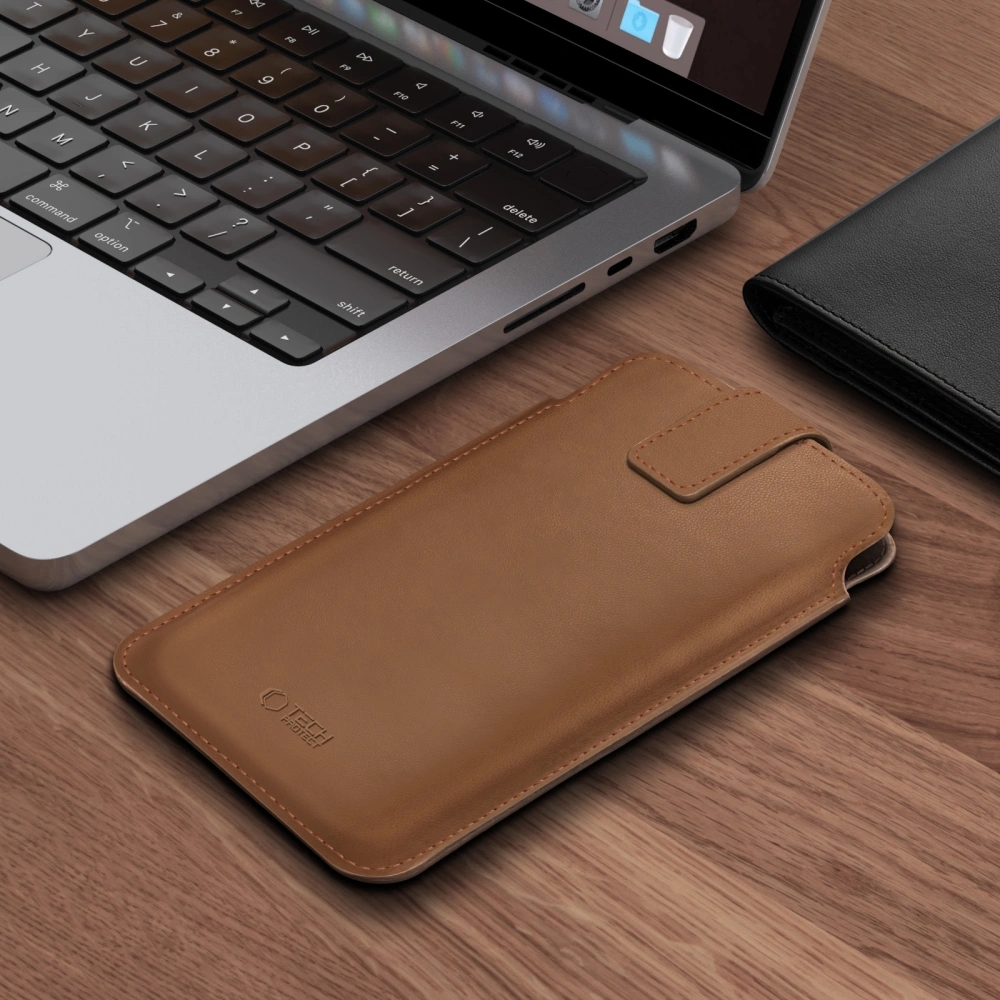 Tech-Protect SM65 Universal Phone Pouch, codzienna ochrona praktyczna stylowa wytrzymała, brązowy