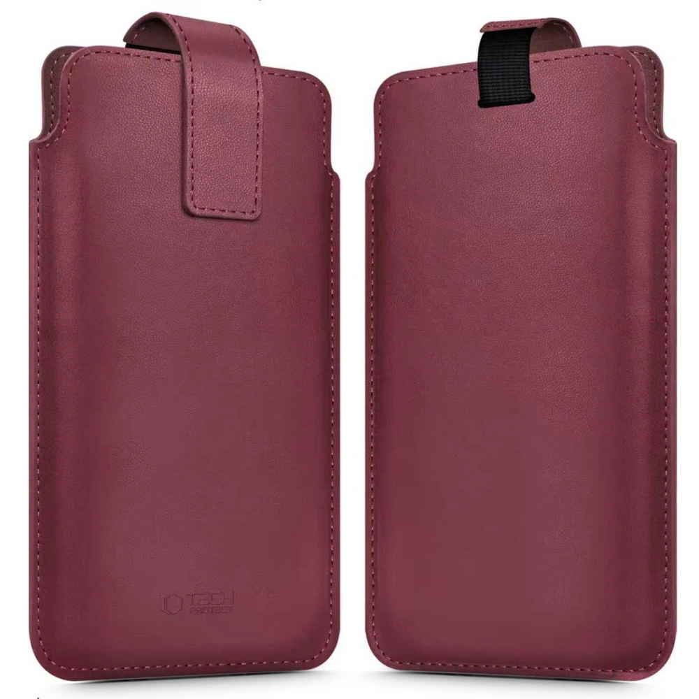 Tech-Protect SM65 Universal Phone Pouch, ochronny pokrowiec na telefon, funkcjonalny wygodny stylowy, bordowy