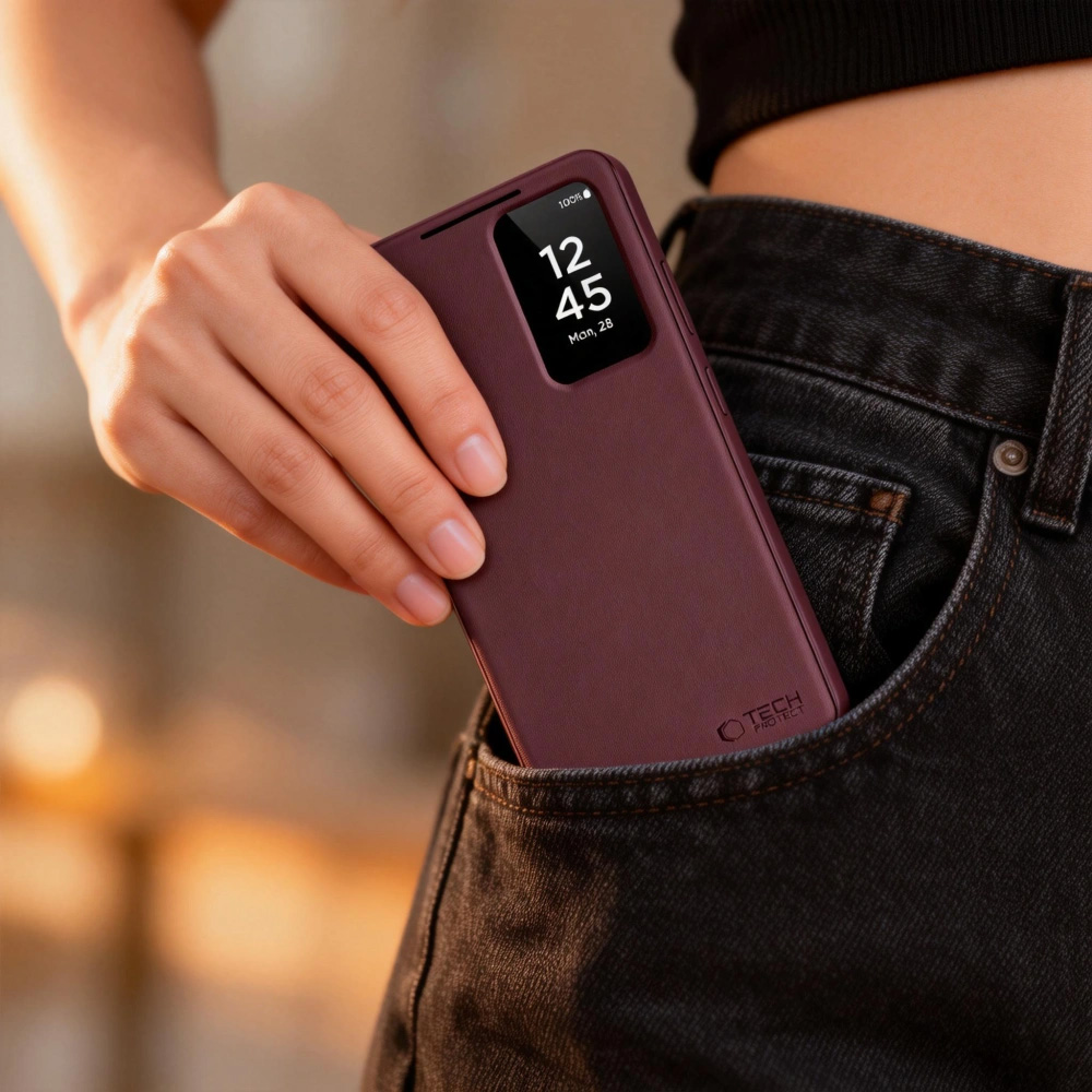Etui z klapką Tech-Protect Wallet do Galaxy S26 Ultra, bordowe