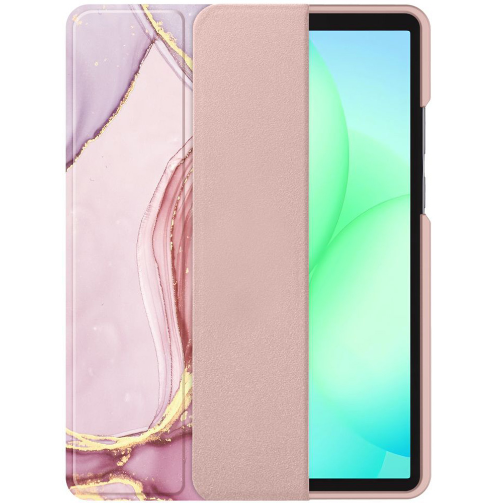 Etui z klapką Tech-Protect SmartCase do Galaxy Tab A11 / Tab A9, różowe z marmurowym wzorem
