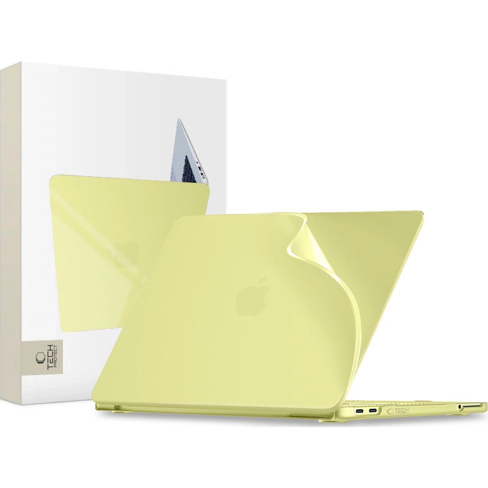 Etui ochronne Tech-Protect Softshell do MacBook Neo 13 A18 Pro 2026, matowe półprzezroczysto-żółte, wytrzymała przezroczysta ochrona laptopa, praktyczna