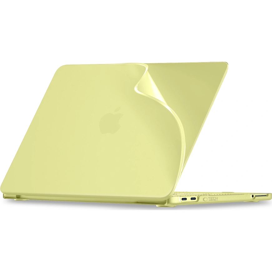 Etui ochronne Tech-Protect Softshell do MacBook Neo 13 A18 Pro 2026, matowe półprzezroczysto-żółte, dwuczęściowa łatwa w montażu osłona laptopa