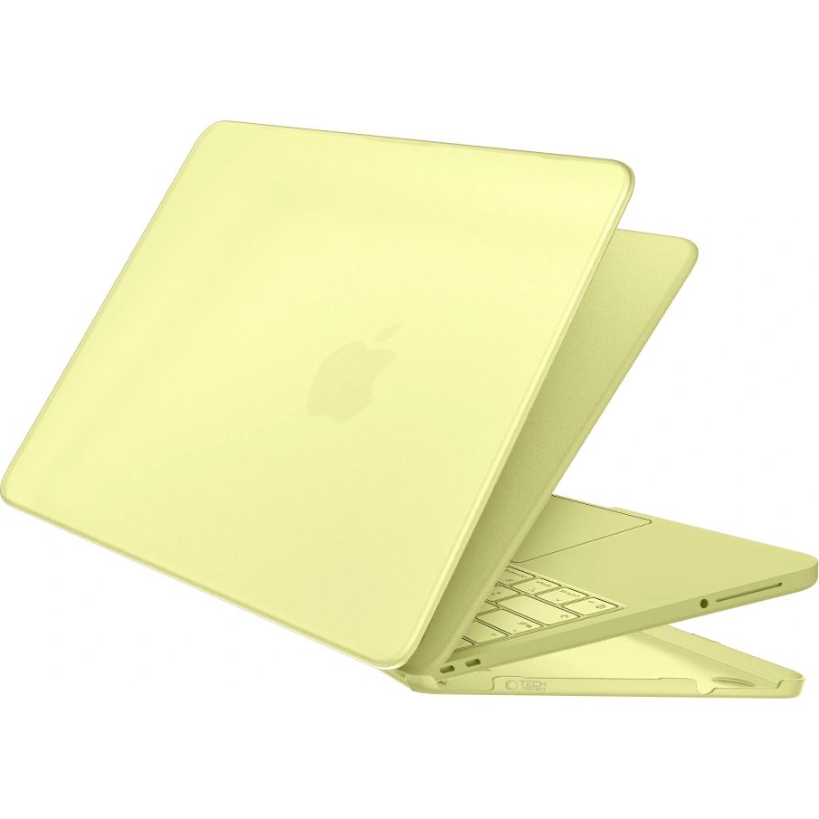 Etui ochronne Tech-Protect Softshell do MacBook Neo 13 A18 Pro 2026, matowe półprzezroczysto-żółte, wentylowana konstrukcja i pełen dostęp do portów