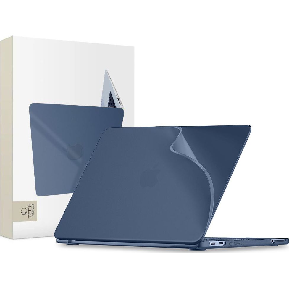 Etui ochronne Tech-Protect Softshell do MacBook Neo 13 A18 Pro 2026, matowe półprzezroczysto-niebieskie, wytrzymała przezroczysta ochrona laptopa, praktyczna