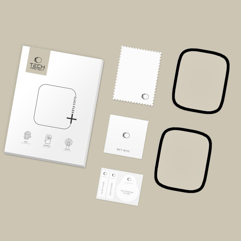 Szkło hybrydowe Tech-Protect Glass Flex+ do Xiaomi Redmi Watch 6, 2 sztuki, przezroczyste z czarną ramką