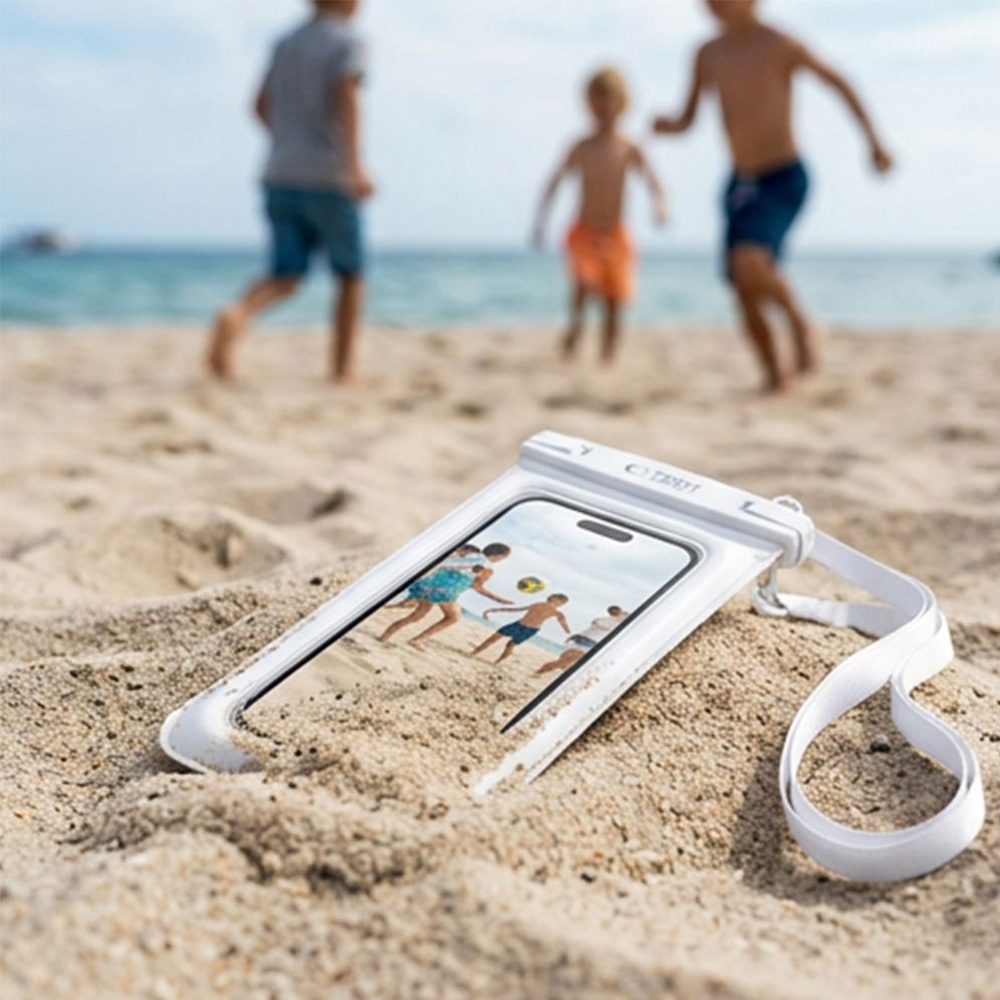 Etui wodoszczelne Tech-Protect UWC7 Universal Waterproof Floating Case dla urządzeń mobilnych do 6,9" + smycz, białe