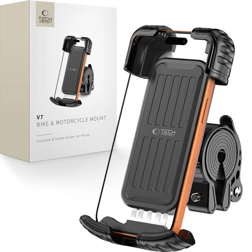 Uchwyt rowerowy/motocyklowy do telefonu na kierownicę Tech-Protect V7, czarny
