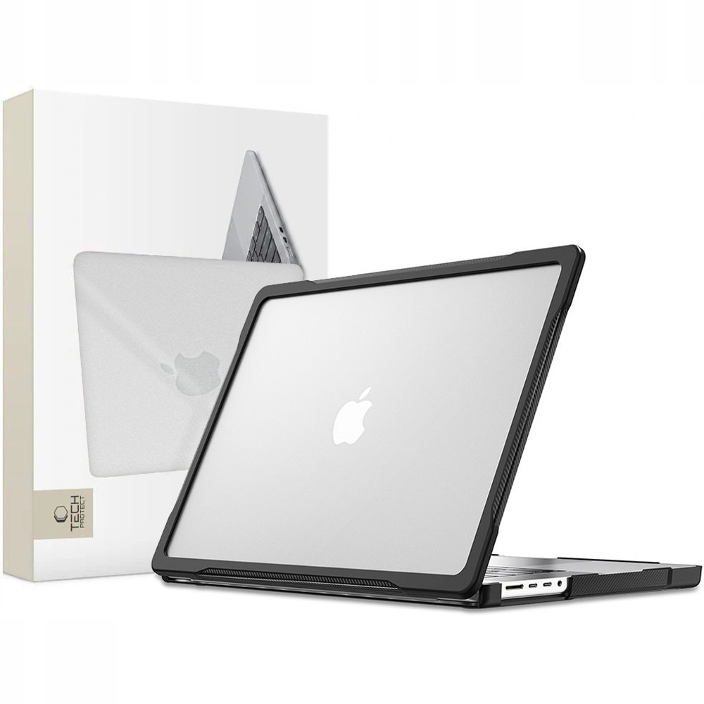 Etui na laptopa Tech-Protect Velar w kolorze matowo-przezroczystym z czarną ramką