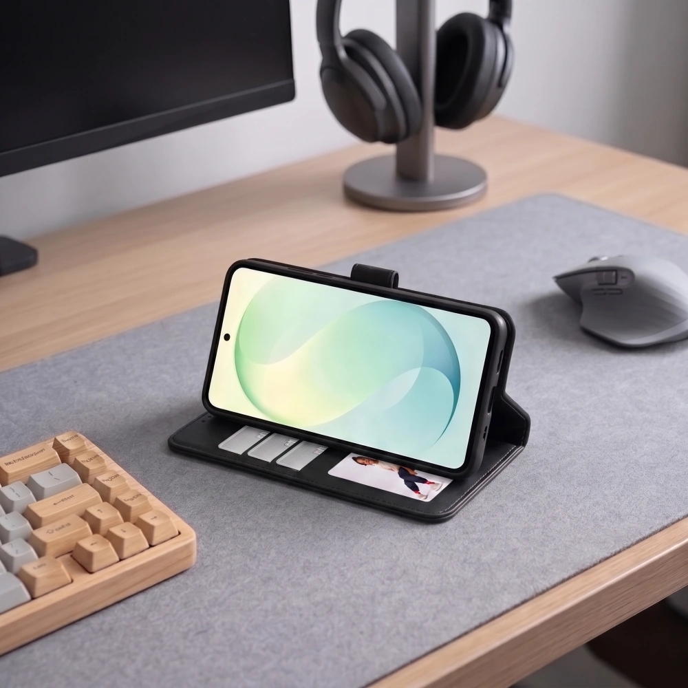 Etui z klapką Tech-Protect Wallet do Galaxy S26 FE, czarne