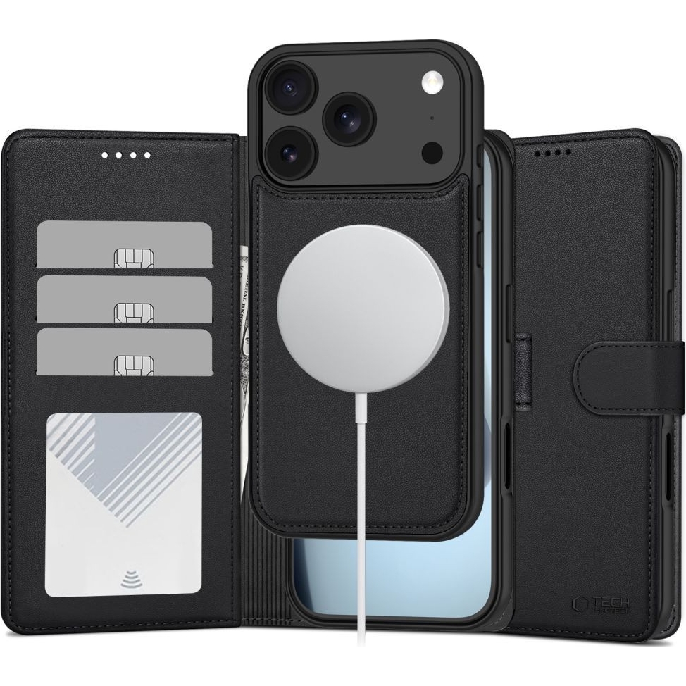 Etui Tech-Protect Wallet do Apple iPhone 18 ProMax / 17 Pro Max, kompatybilne z MagSafe czarne