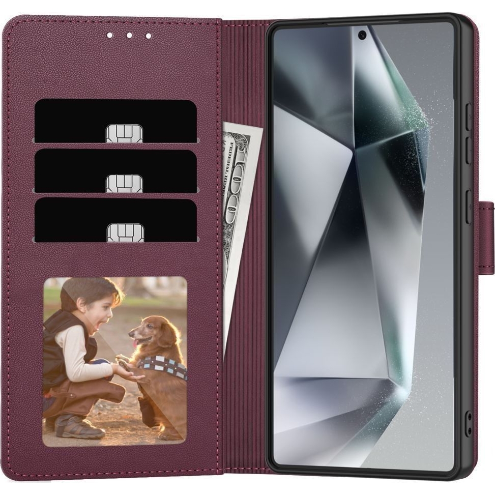 Etui z klapką Tech-Protect Wallet dla Samsung Galaxy A27 5G, zapinka na magnez,  bordowe.