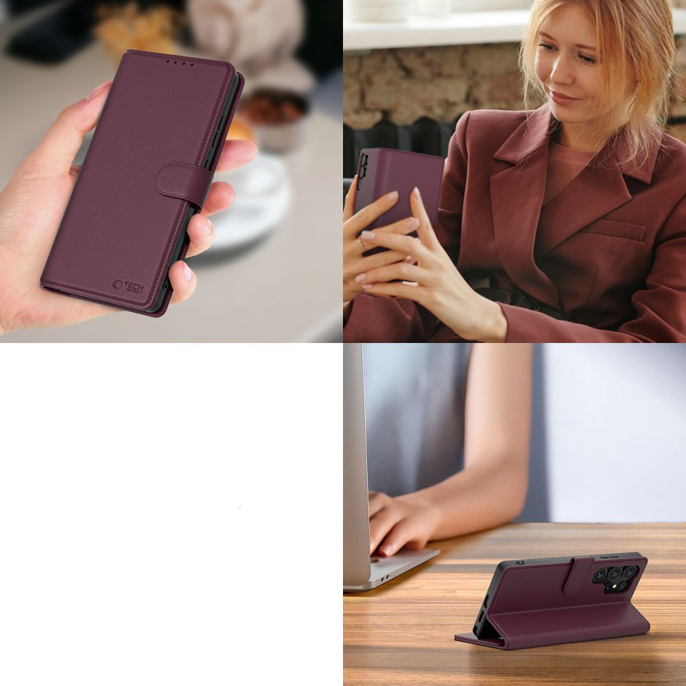 Etui Tech-Protect Wallet do Xiaomi Redmi Note 15 Pro 5G, bordowe
