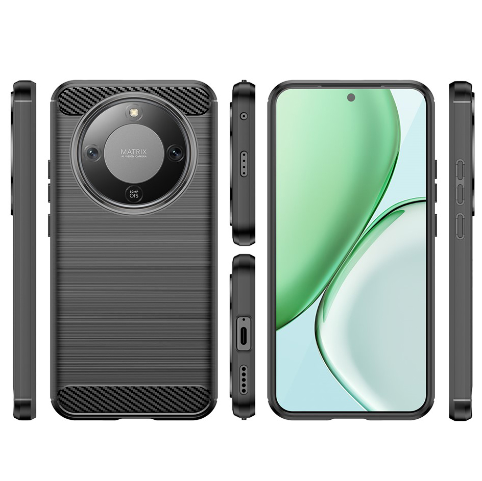 Techsuit Carbon Silicone, case z podwyższonym rantem amortyzujące stabilne bezpieczne, czarne