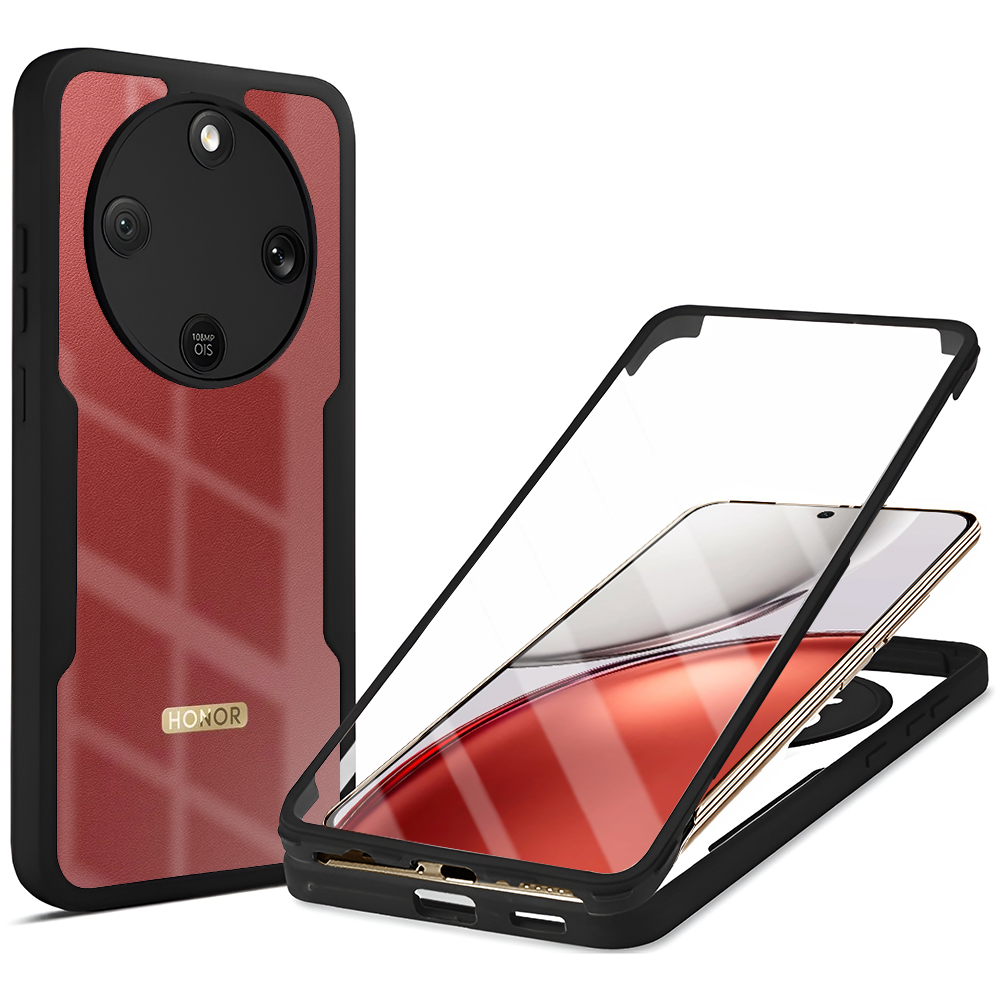 Techsuit ColorVerse 360 + Screen Protector, pełna ochrona smartfona, nowoczesny styl i komfort, przezroczyste z czarną ramką