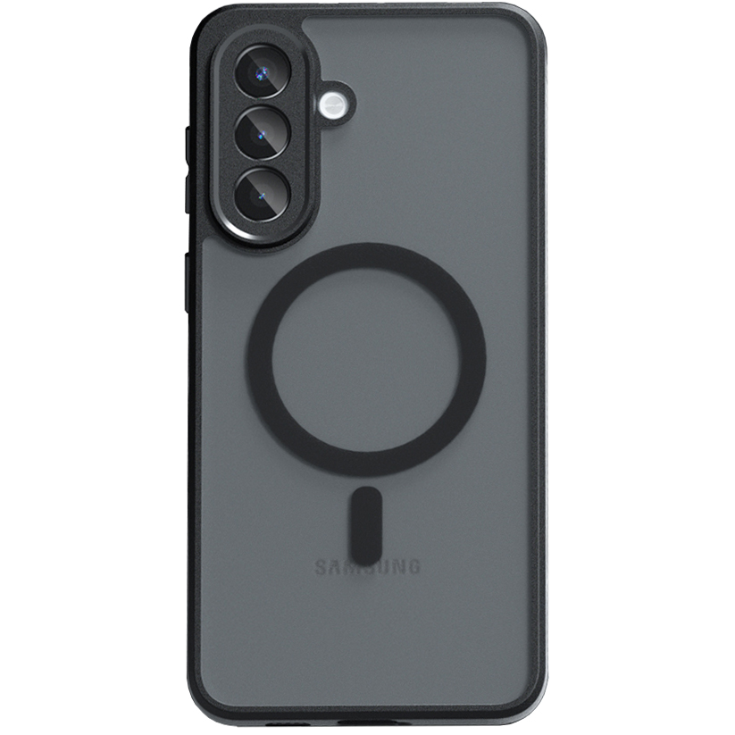 Techsuit PureFrost MagSafe, matowa ochrona przed żółknięciem, estetyczne etui, przydymione z czarną ramką
