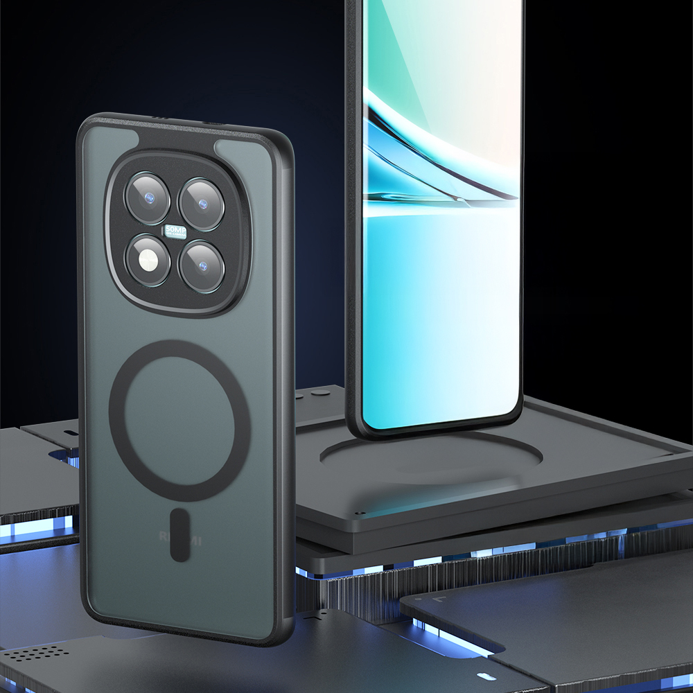 Techsuit PureFrost MagSafe, mocowanie MagSafe, silne magnesy, precyzyjne dopasowanie, przydymione z czarną ramką