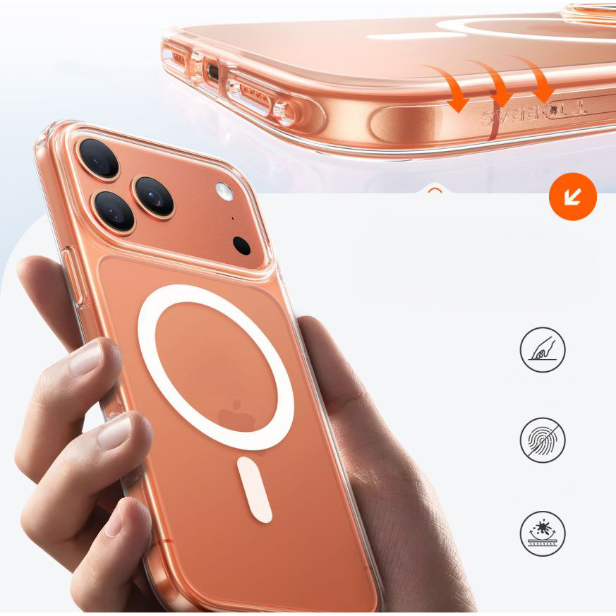 Torras Guardian-Mag do iPhone 17 Pro, pewny chwyt w dłoni, faktura Nappa, antypoślizgowa powierzchnia, smukły profil, mniej śladów, przezroczyste