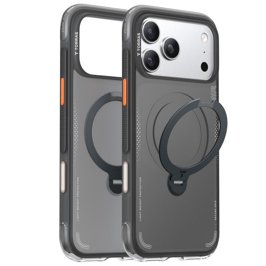 Etui Torras Ostand Q3 Air do iPhone 17 Pro Max z podstawką 360°, Shadow Black
