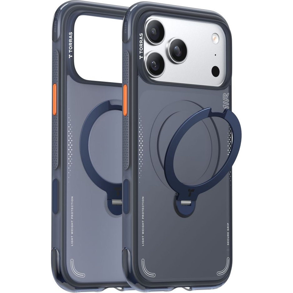 Etui Torras Ostand Q3 Air do iPhone 17 Pro z podstawką 360°, granatowy