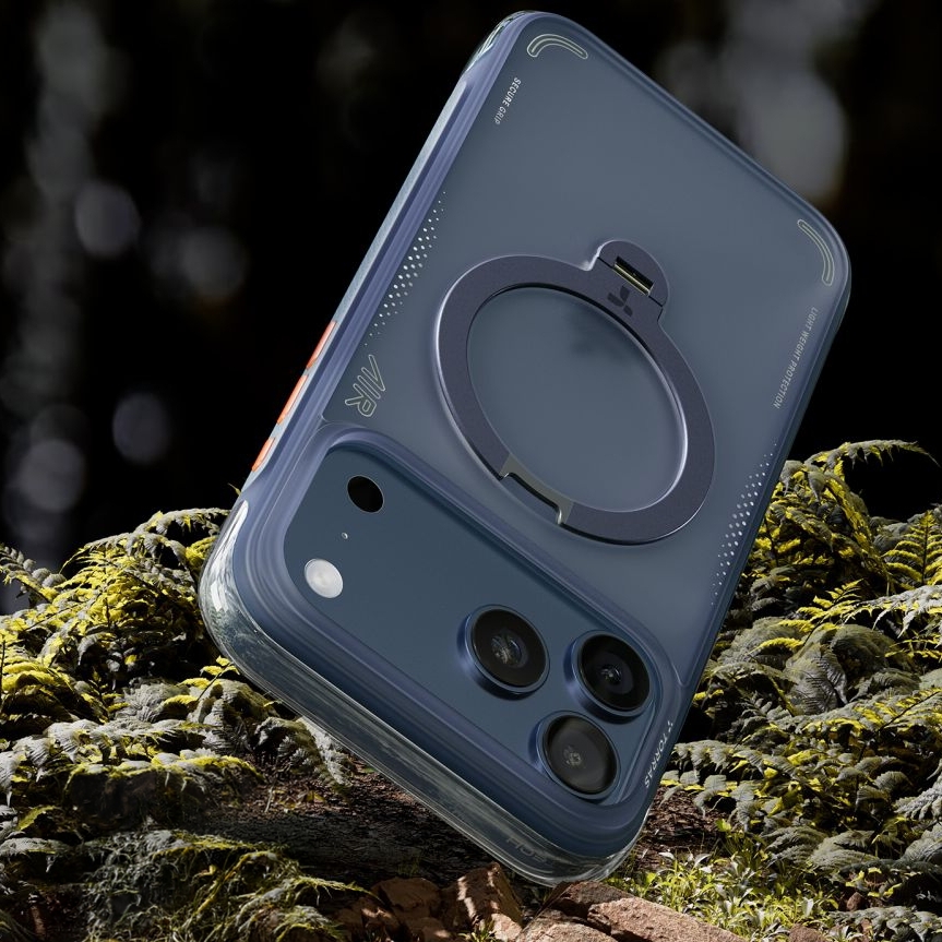 Etui Torras Ostand Q3 Air do iPhone 17 Pro z narożnikami airbag, granatowy