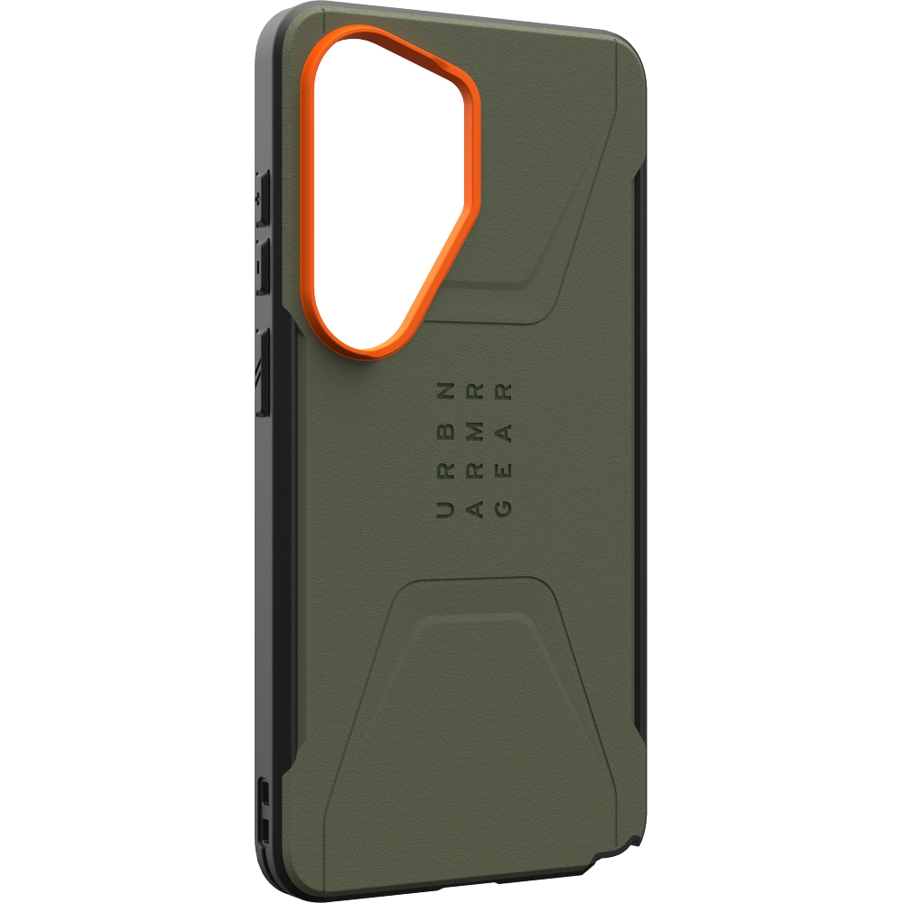 Etui pancerne Urban Armor Gear Civilian Magnet do Galaxy S26 Ultra, zielone z pomarańczowym