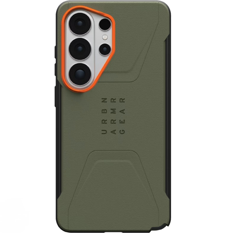 Etui pancerne Urban Armor Gear Civilian Magnet do Galaxy S26 Ultra, zielone z pomarańczowym
