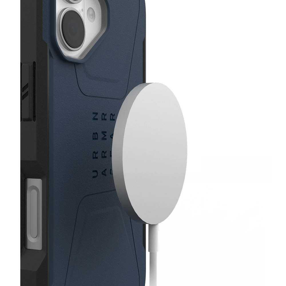 Urban Armor Gear Civilian MagSafe do iPhone 17, niebieskie to pancerne etui łączące TPU i poliwęglan, zapewniające ochronę w standardzie Military Grade. Smukła, dwuczęściowa konstrukcja z precyzyjnymi wycięciami i pierścieniem MagSafe gwarantuje wygodę i pełną funkcjonalność.