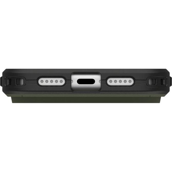 Etui pancerne Urban Armor Gear Civilian do MagSafe do iPhone 17 Pro, zielone z pomarańczowym