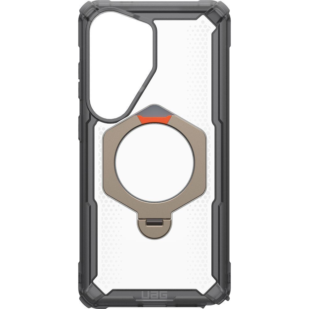 Etui pancerne z podstawką Urban Armor Gear Plasma XTE 360 do MagSafe do Galaxy S26 Ultra, przezroczysto-szare z pomarańczowym elementem