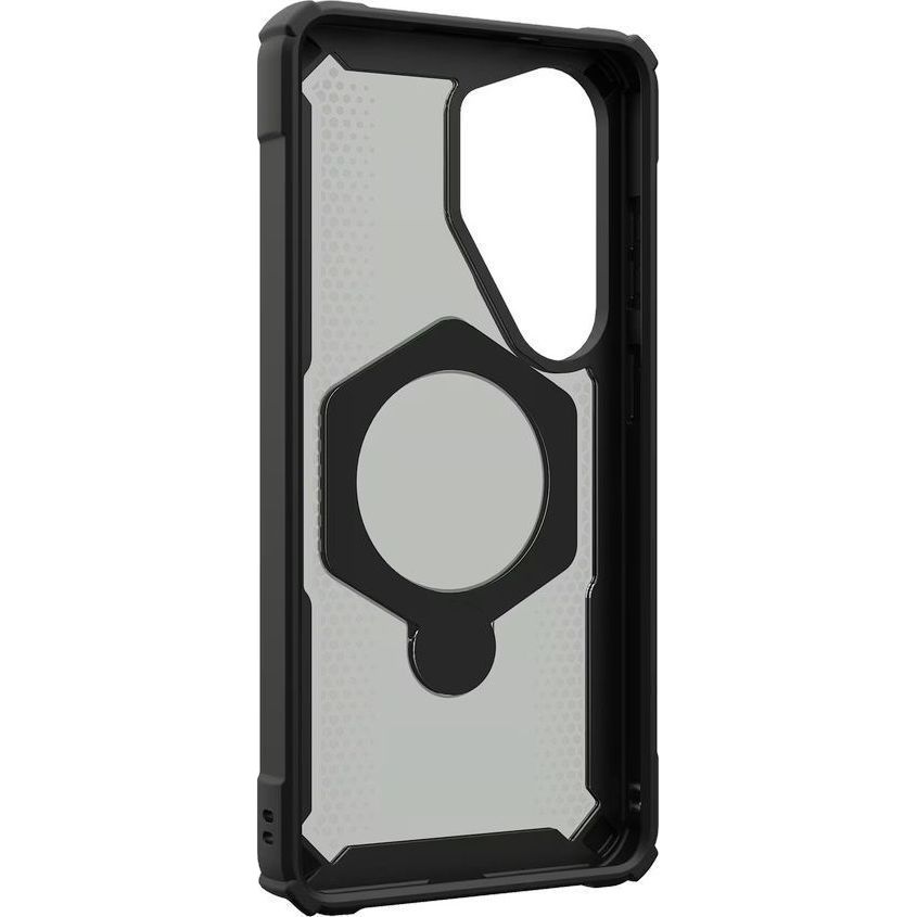 Etui pancerne z podstawką Urban Armor Gear Plasma XTE 360 do MagSafe do Galaxy S26 Ultra, półprzezroczysto-czarne z zółtym elementem