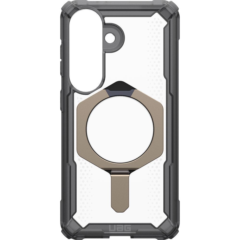 Etui pancerne z podstawką Urban Armor Gear Plasma XTE do MagSafe do Galaxy S26, przezroczysto-szare z tytanowym elementem